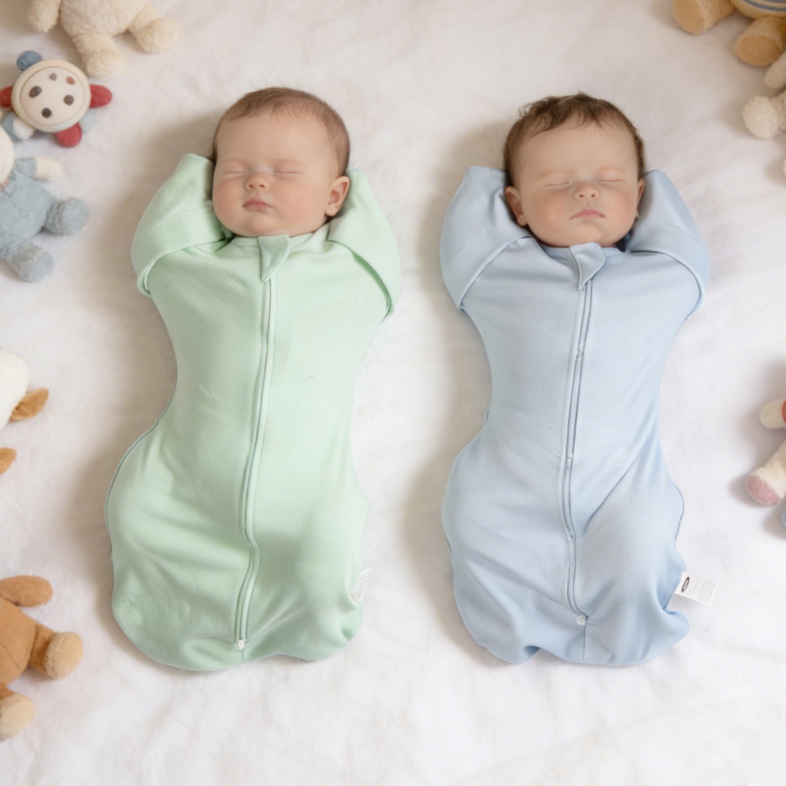 Organic Cotton Swaddle Bag (Pack of 2) in Alice Blue+Pistachio Green, 0.5 TOG Secondary image