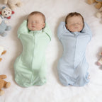 Organic Cotton Swaddle Bag (Pack of 2) in Alice Blue+Pistachio Green, 0.5 TOG