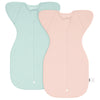 Organic Cotton Swaddle Bag (Pack of 2) in Mint+Blush, 0.5 TOG