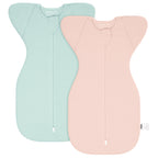 Organic Cotton Swaddle Bag (Pack of 2) in Brown+Sage Green, 0.5 TOG