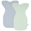Organic Cotton Swaddle Bag (Pack of 2) in Alice Blue+Pistachio Green, 0.5 TOG