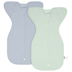 Organic Cotton Swaddle Bag (Pack of 2) in Brown+Sage Green, 0.5 TOG