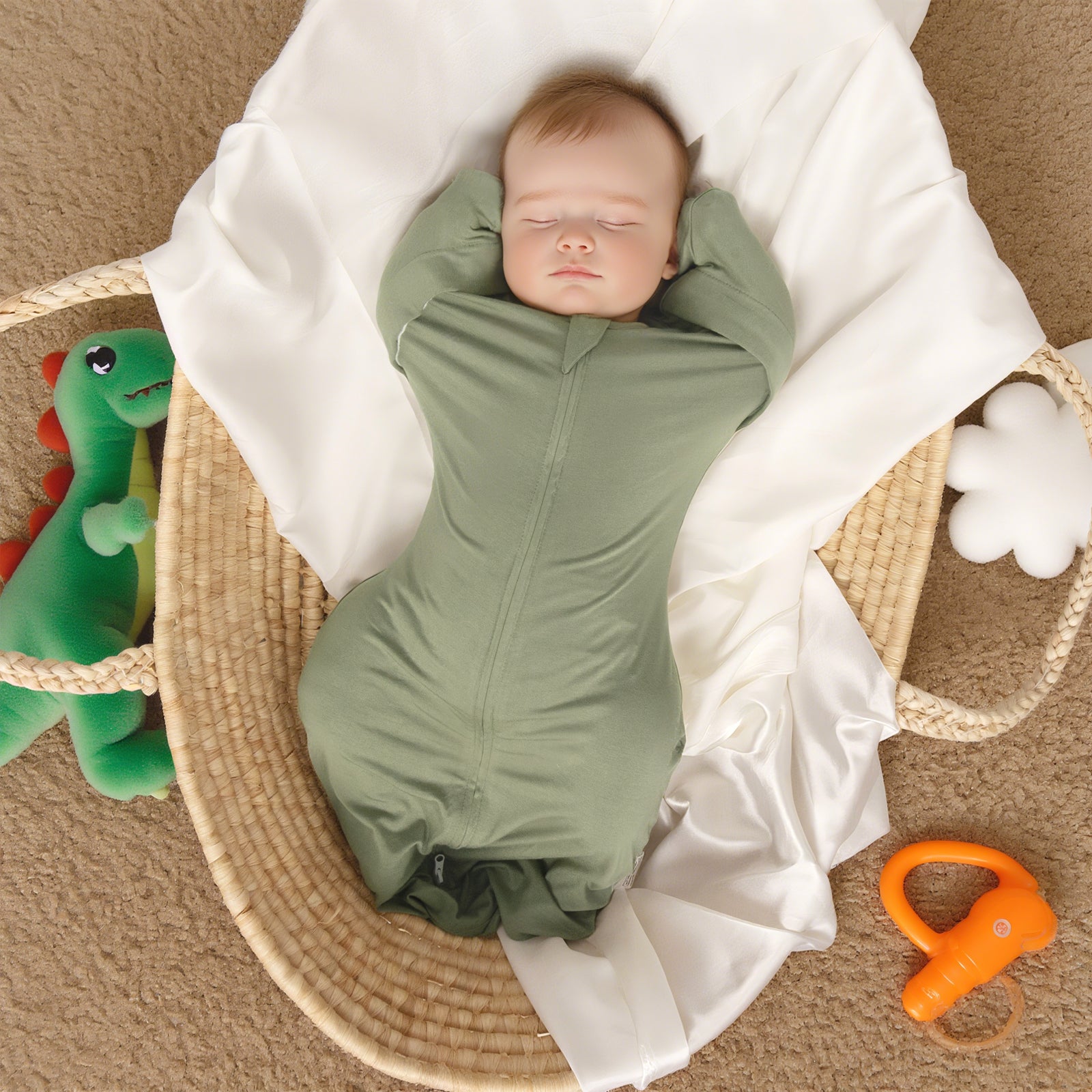Bamboo Swaddle Bag in Dark Khaki+Tan, 0.5 TOG
