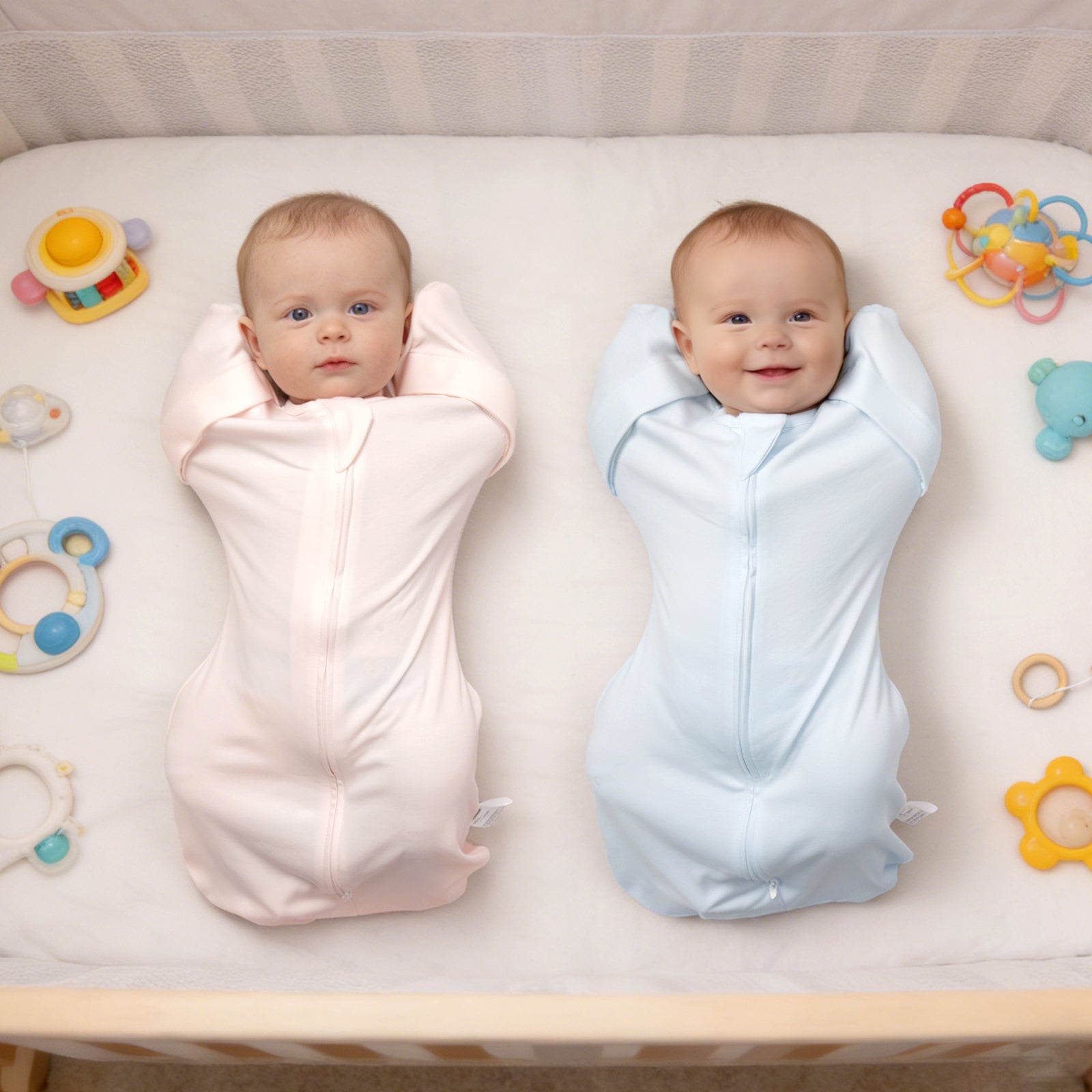 Organic Cotton Swaddle Bag (Pack of 2) in Baby Blue+Blush Pink, 0.5 TOG Secondary image