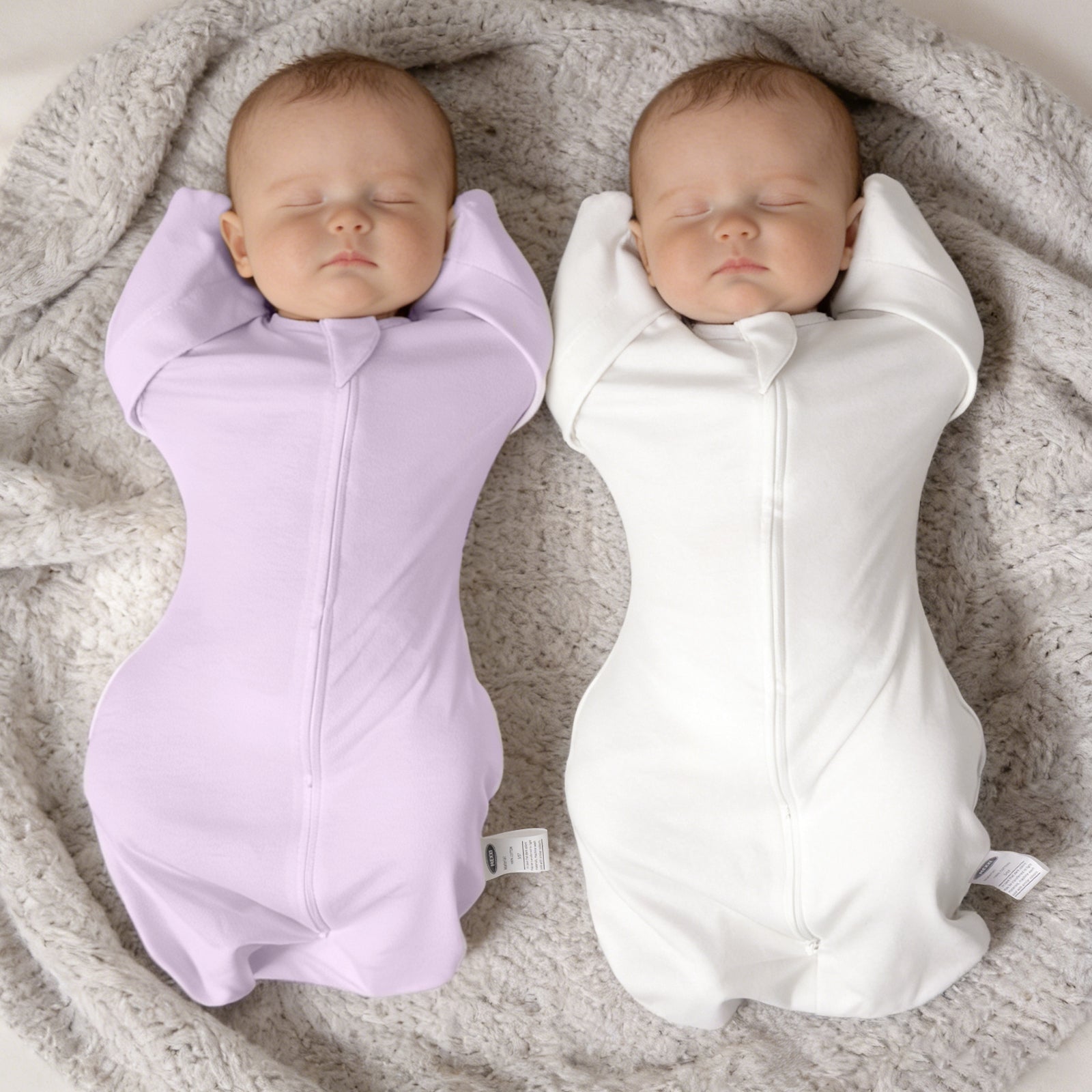 Organic Cotton Swaddle Bag (Pack of 2) in Lavender+White, 0.5 TOG