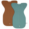 Organic Cotton Swaddle Bag (Pack of 2) in Brown+Sage Green, 0.5 TOG
