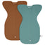 Organic Cotton Swaddle Bag (Pack of 2) in Brown+Sage Green, 0.5 TOG