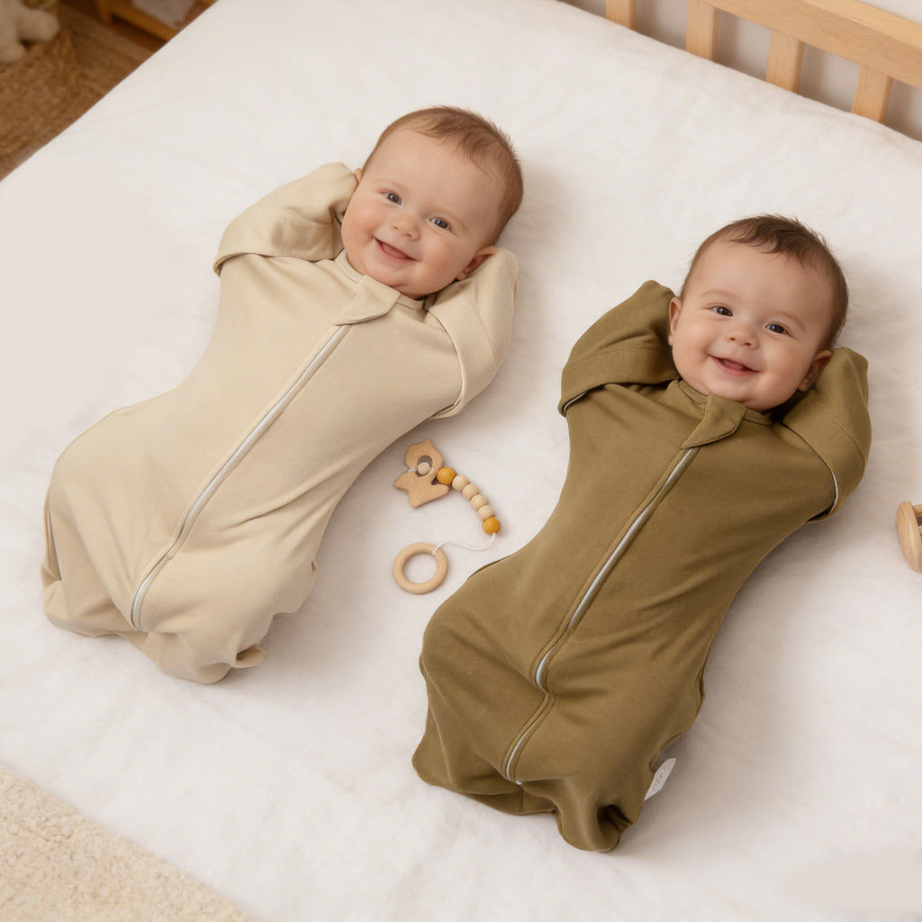 Organic Cotton Swaddle Bag (Pack of 2) in Sepia Brown+Almond, 0.5 TOG