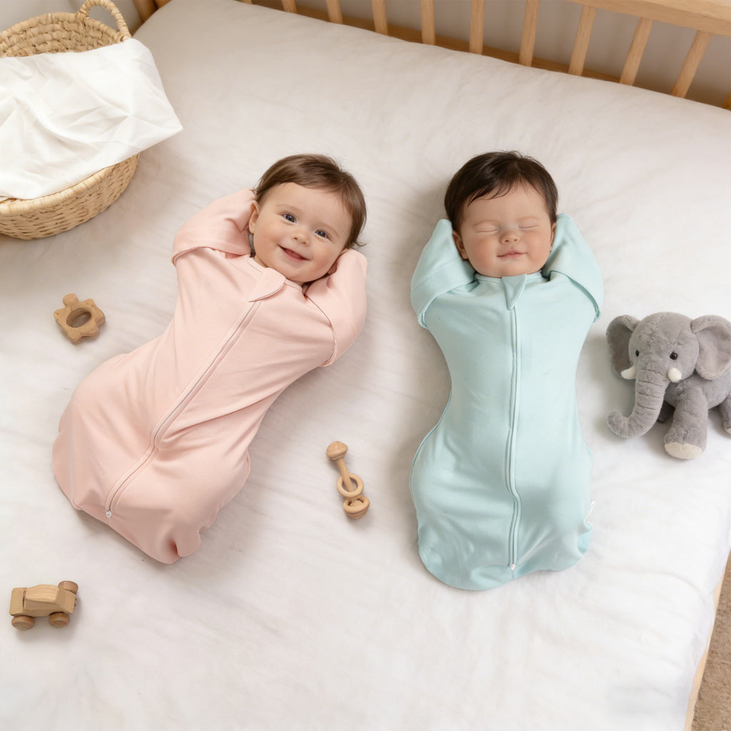 Organic Cotton Swaddle Bag (Pack of 2) in Mint+Blush, 0.5 TOG