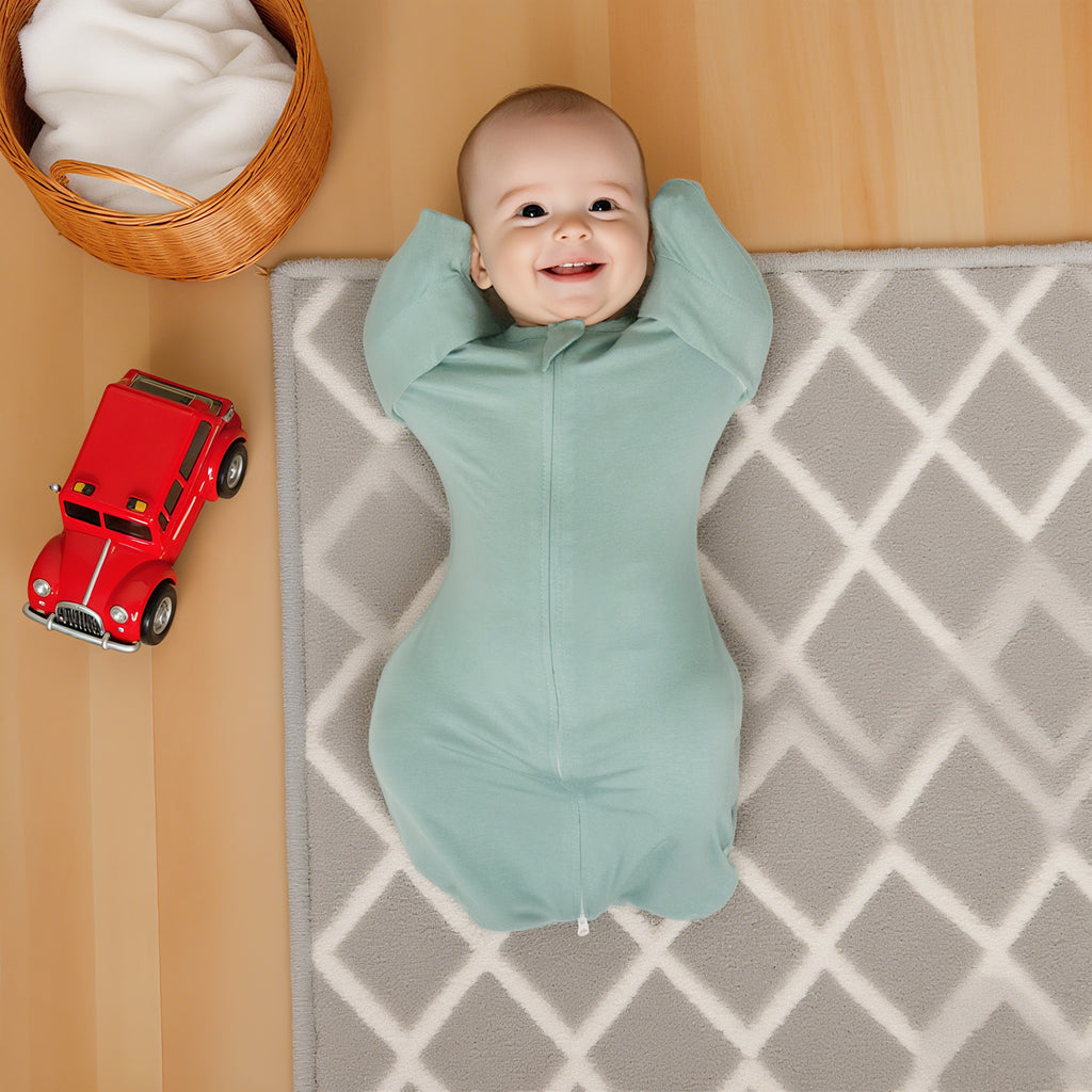 Bamboo Swaddle Bag in Sage Green+Beige, 0.5 TOG