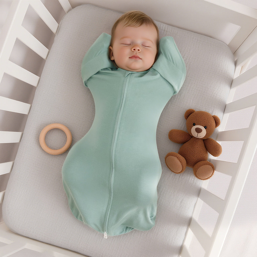 Bamboo Swaddle Bag in Sage Green+Beige, 0.5 TOG