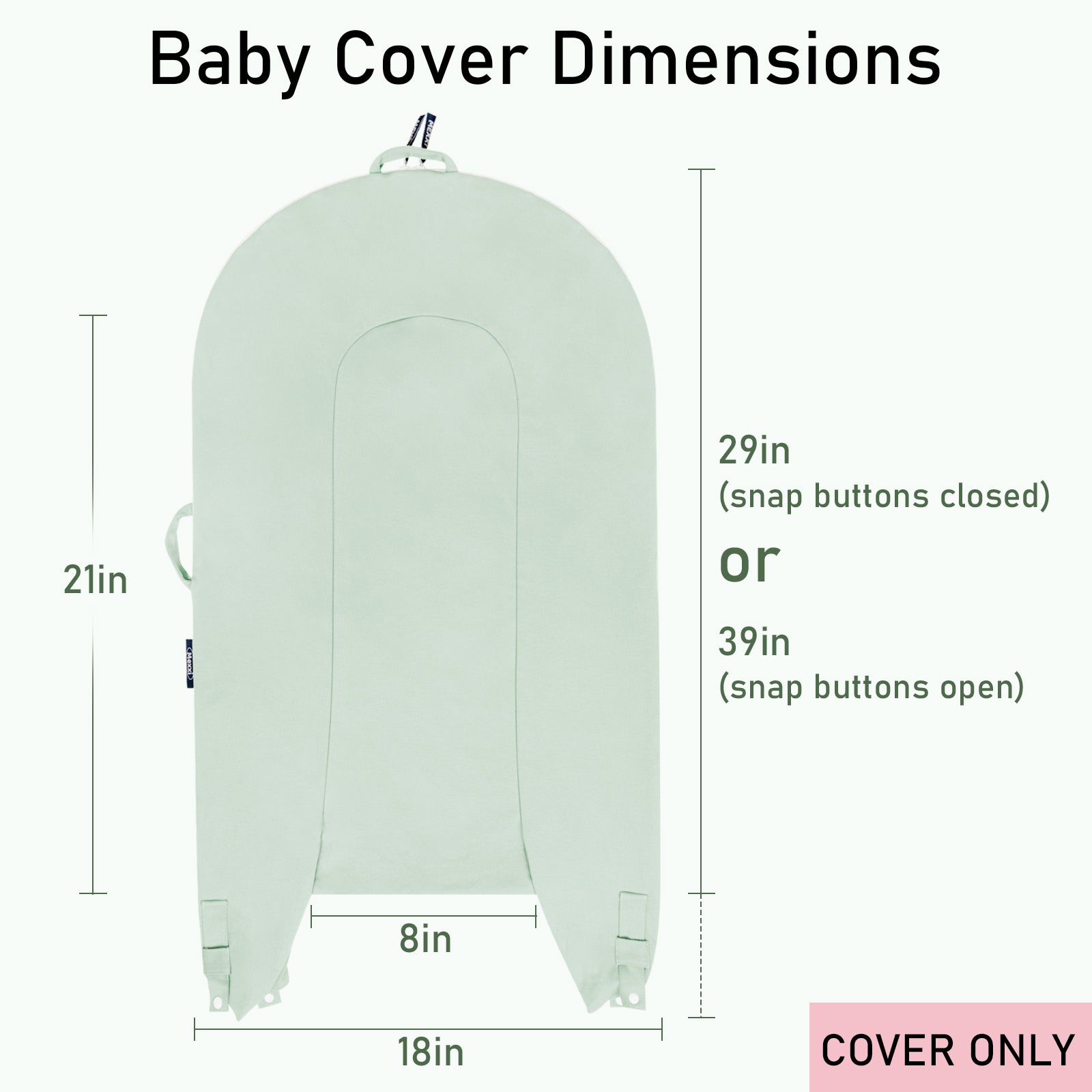 Organic Cotton Cover for Dockatot Lounger, Waterproof (Pistachio Green) Secondary image