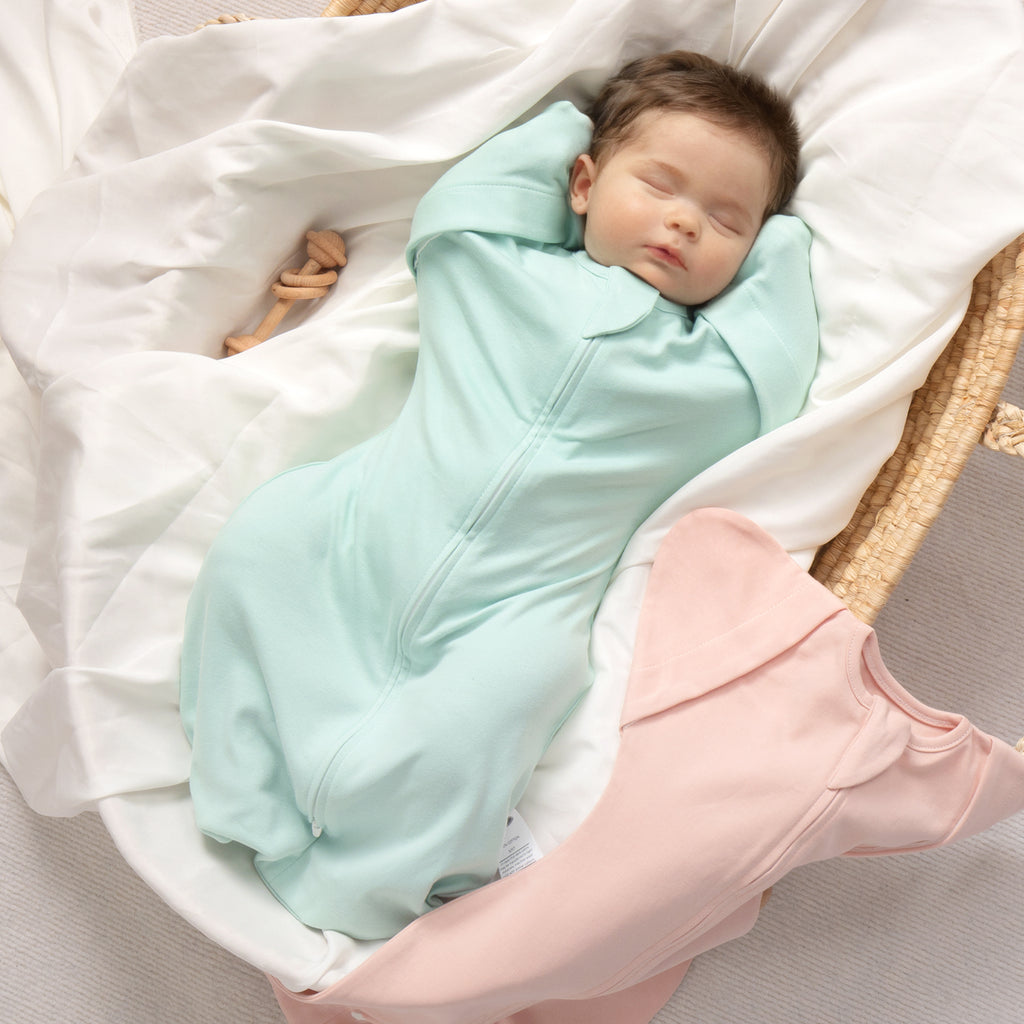 Organic Cotton Swaddle Bag (Pack of 2) in Mint+Blush, 0.5 TOG
