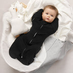 Organic Cotton Swaddle Bag (Pack of 2) in Black+Grey, 0.5 TOG