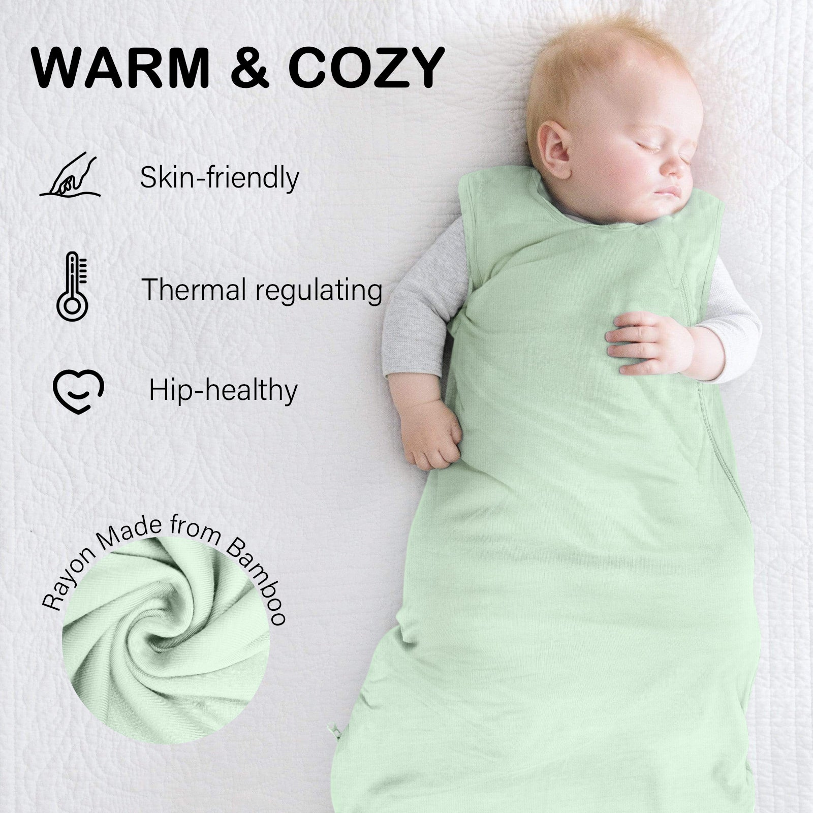 Bamboo Sleep sack in Pistachio Green 1.0 TOG