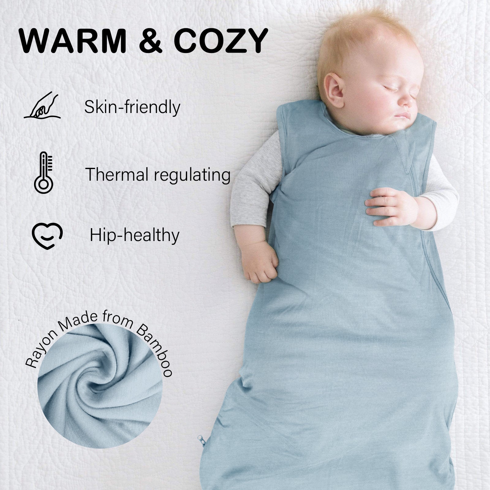 Bamboo Sleep Sack in Alice Blue 1.0 TOG