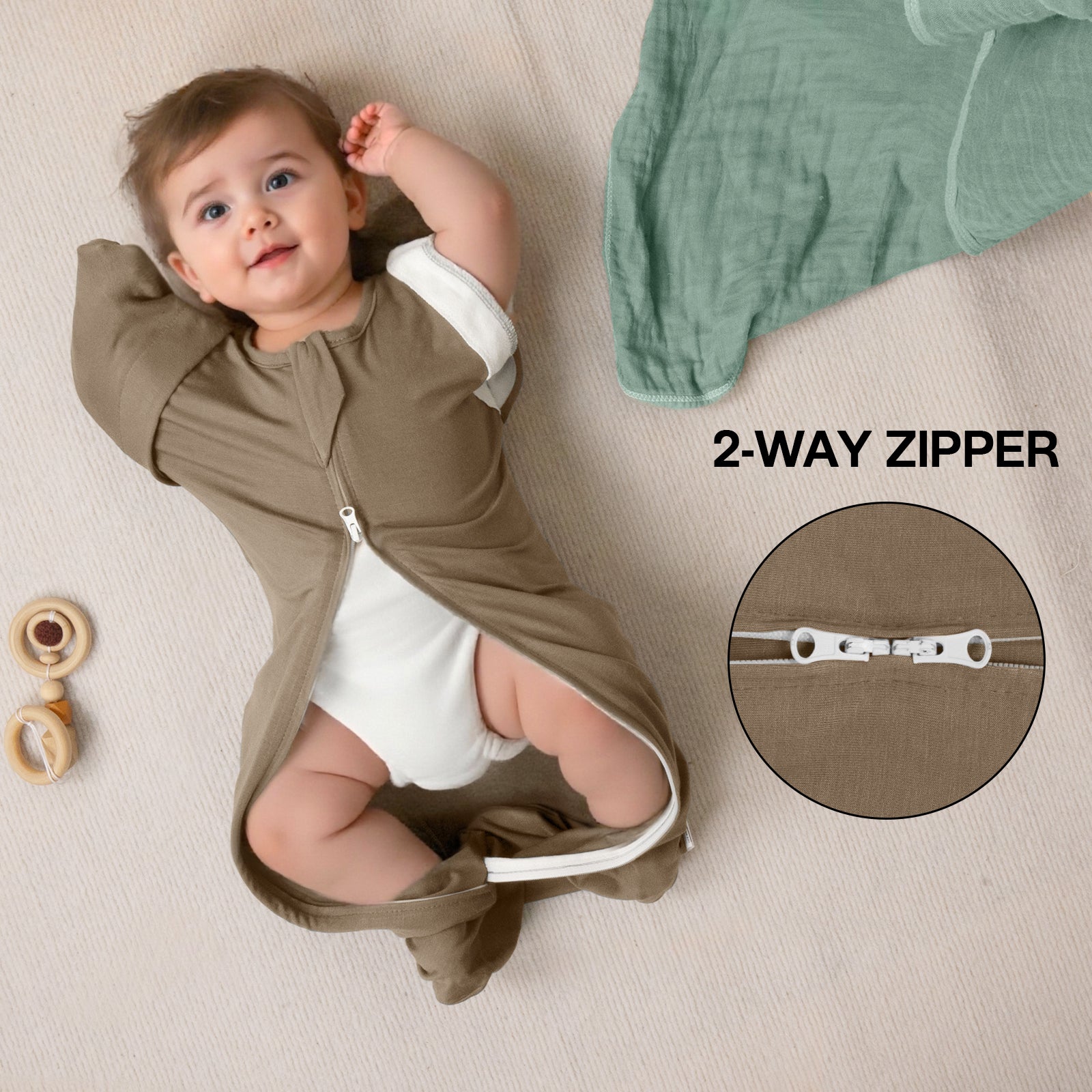 Bamboo Swaddle Bag in Chocolate Brown+Sienna, 0.5 TOG