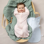 Organic Cotton Swaddle Bag (Pack of 2) in Baby Blue+Blush Pink, 0.5 TOG