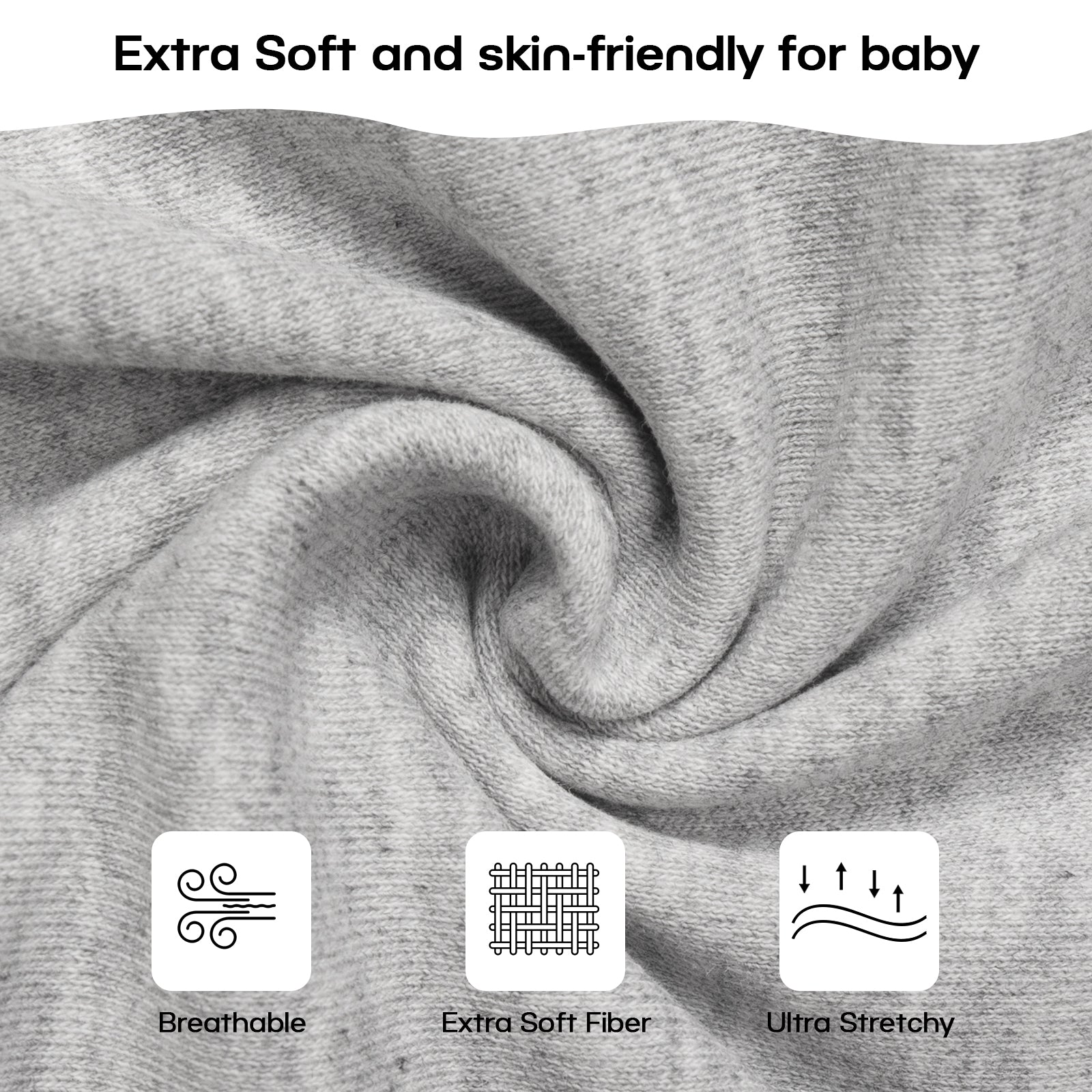 Organic Cotton Swaddle Bag (Pack of 2) in Black+Grey, 0.5 TOG