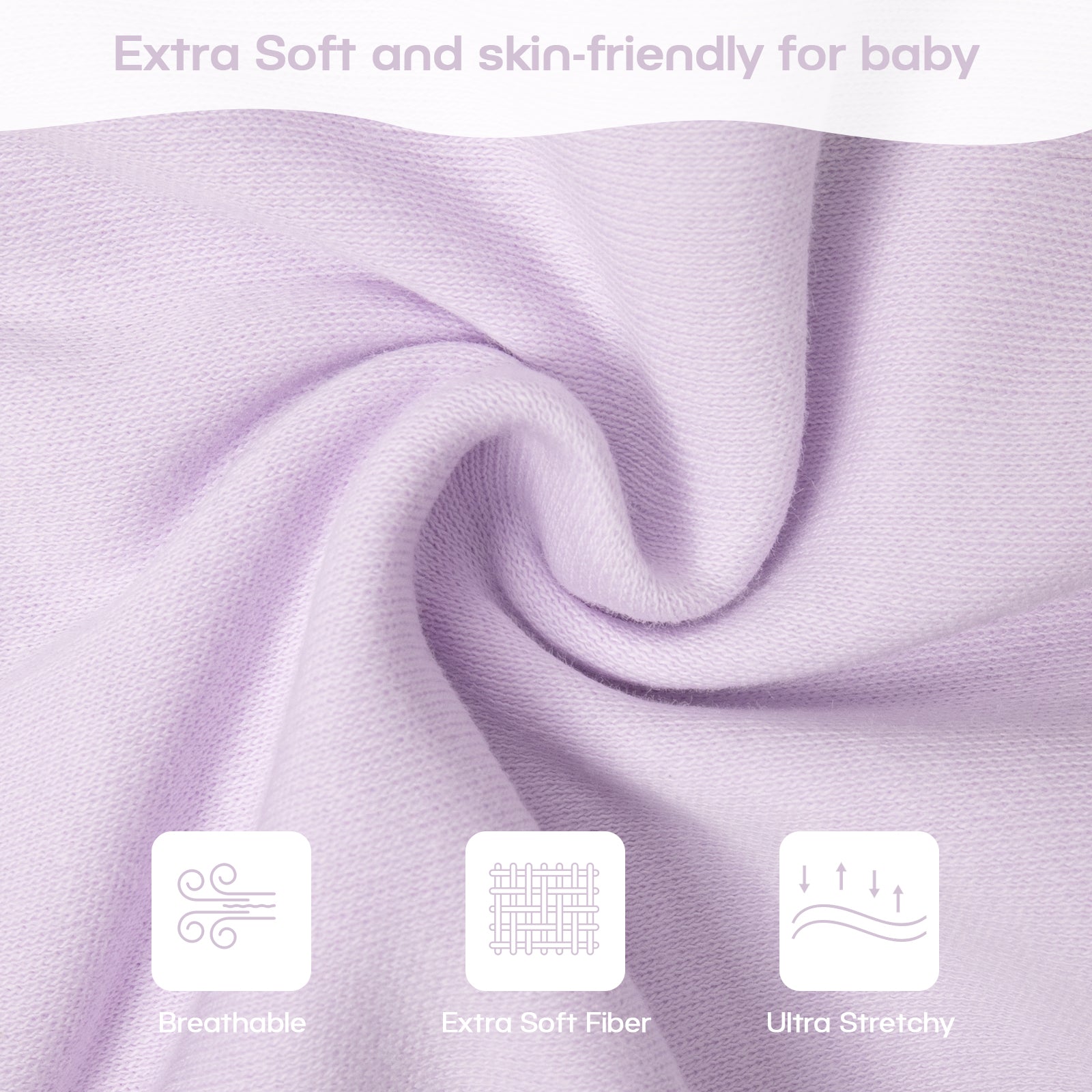 Organic Cotton Swaddle Bag (Pack of 2) in Lavender+White, 0.5 TOG