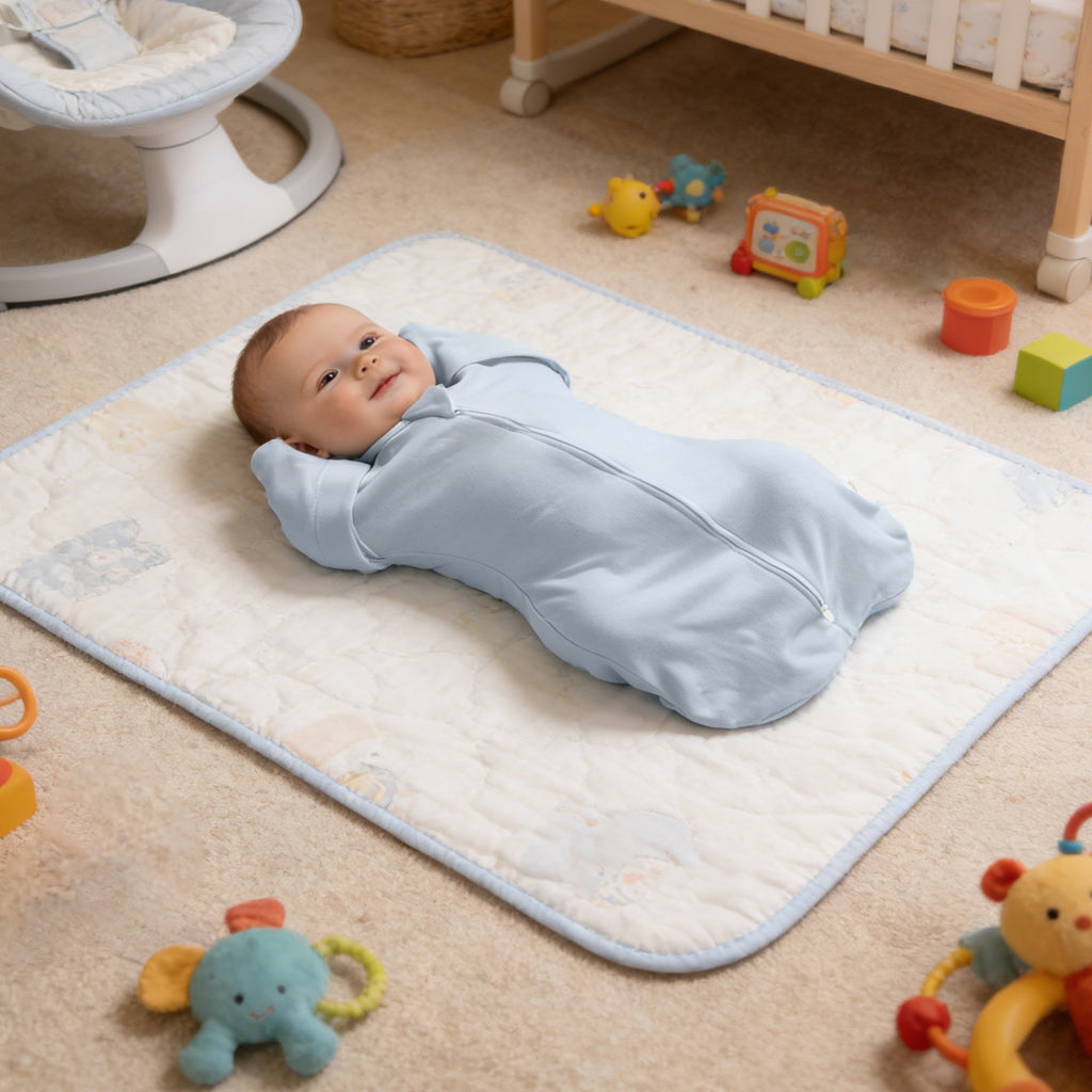 Organic Cotton Swaddle Bag (Pack of 2) in Alice Blue+Pistachio Green, 0.5 TOG