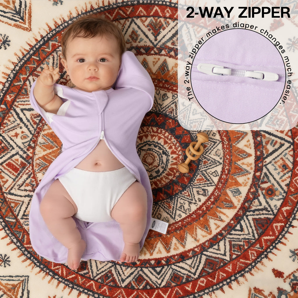 Organic Cotton Swaddle Bag (Pack of 2) in Lavender+White, 0.5 TOG