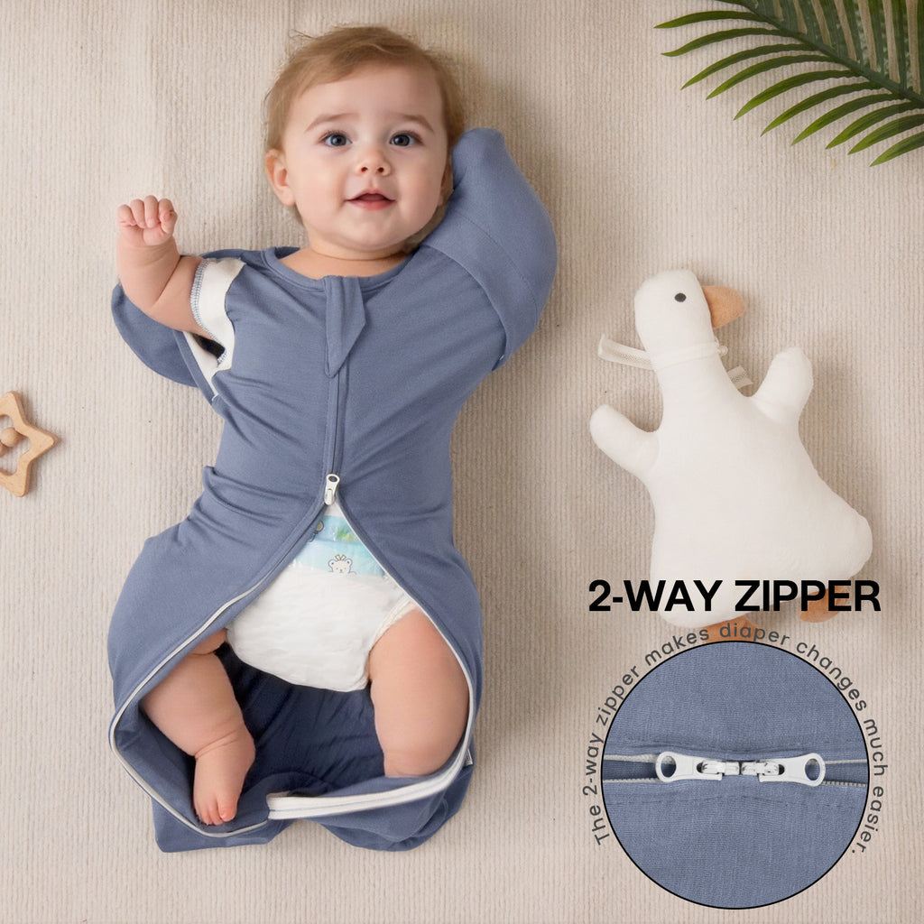 Bamboo Swaddle Bag in Pigeon Blue+Baby Blue, 0.5 TOG