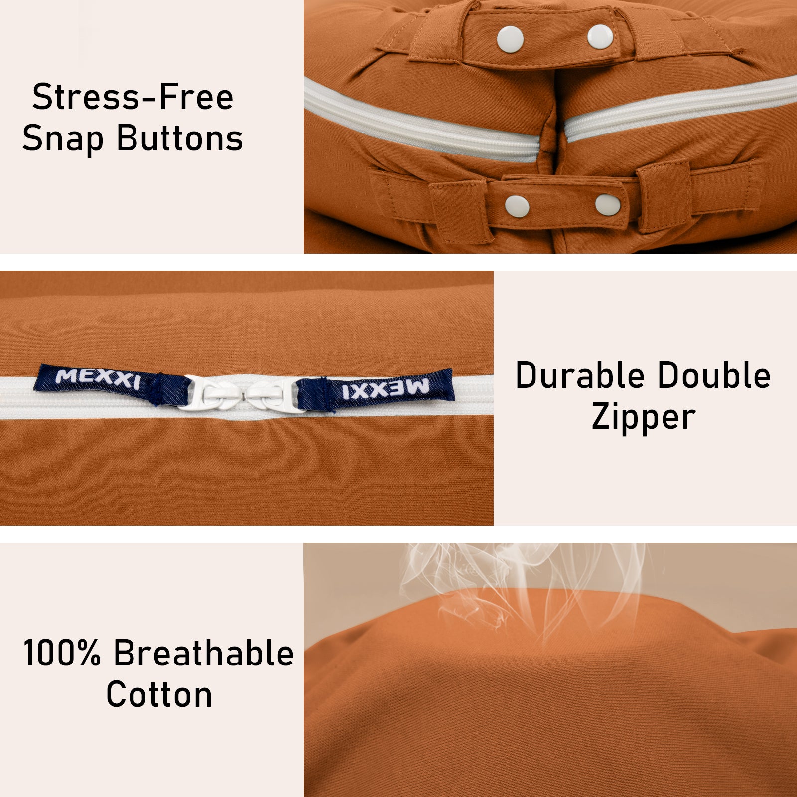 Organic Cotton Cover for Dockatot Lounger, Waterproof (Brown)