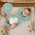 Bamboo Swaddle Bag in Sage Green+Beige, 0.5 TOG