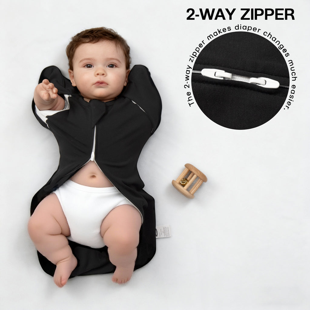Organic Cotton Swaddle Bag (Pack of 2) in Black+Grey, 0.5 TOG