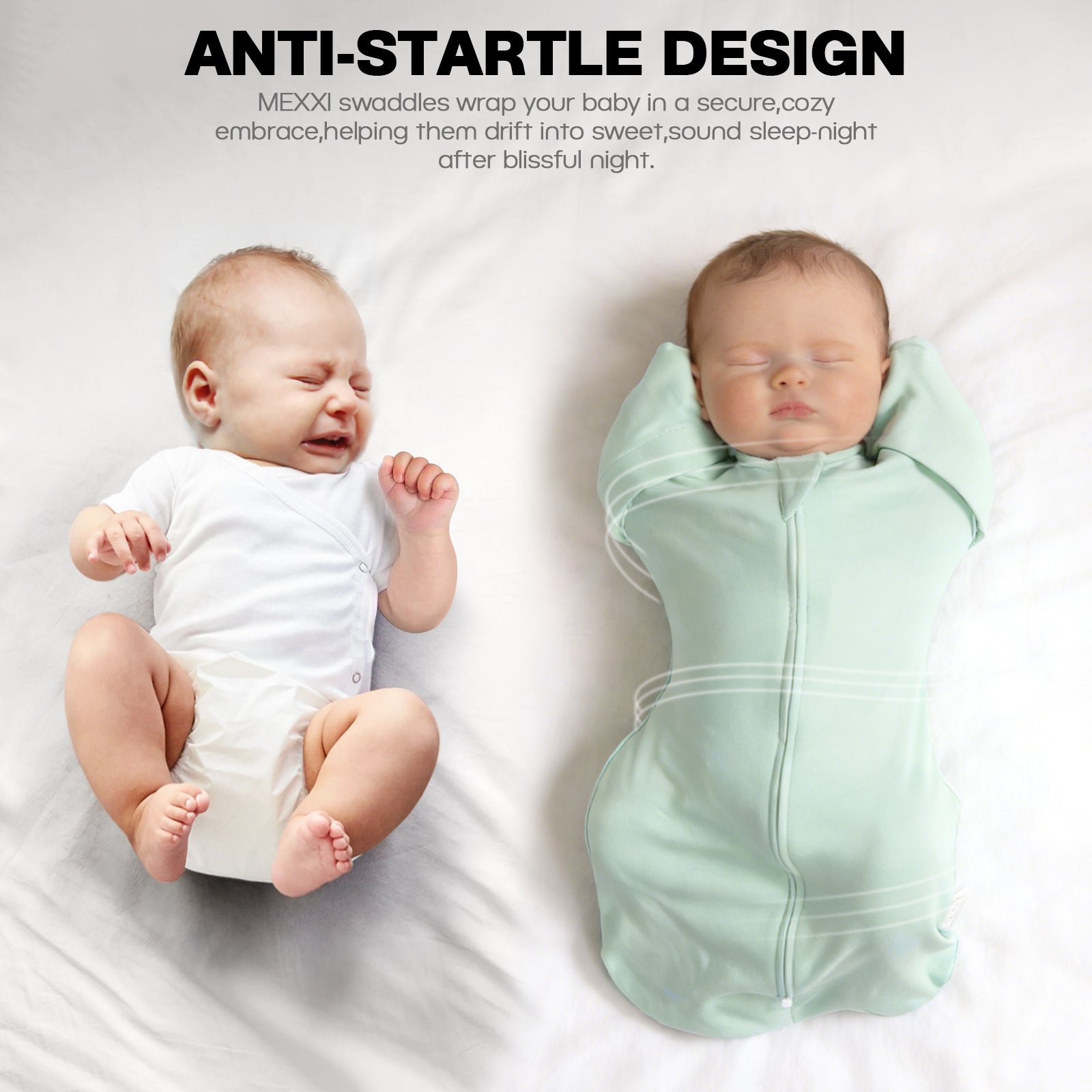Organic Cotton Swaddle Bag (Pack of 2) in Alice Blue+Pistachio Green, 0.5 TOG