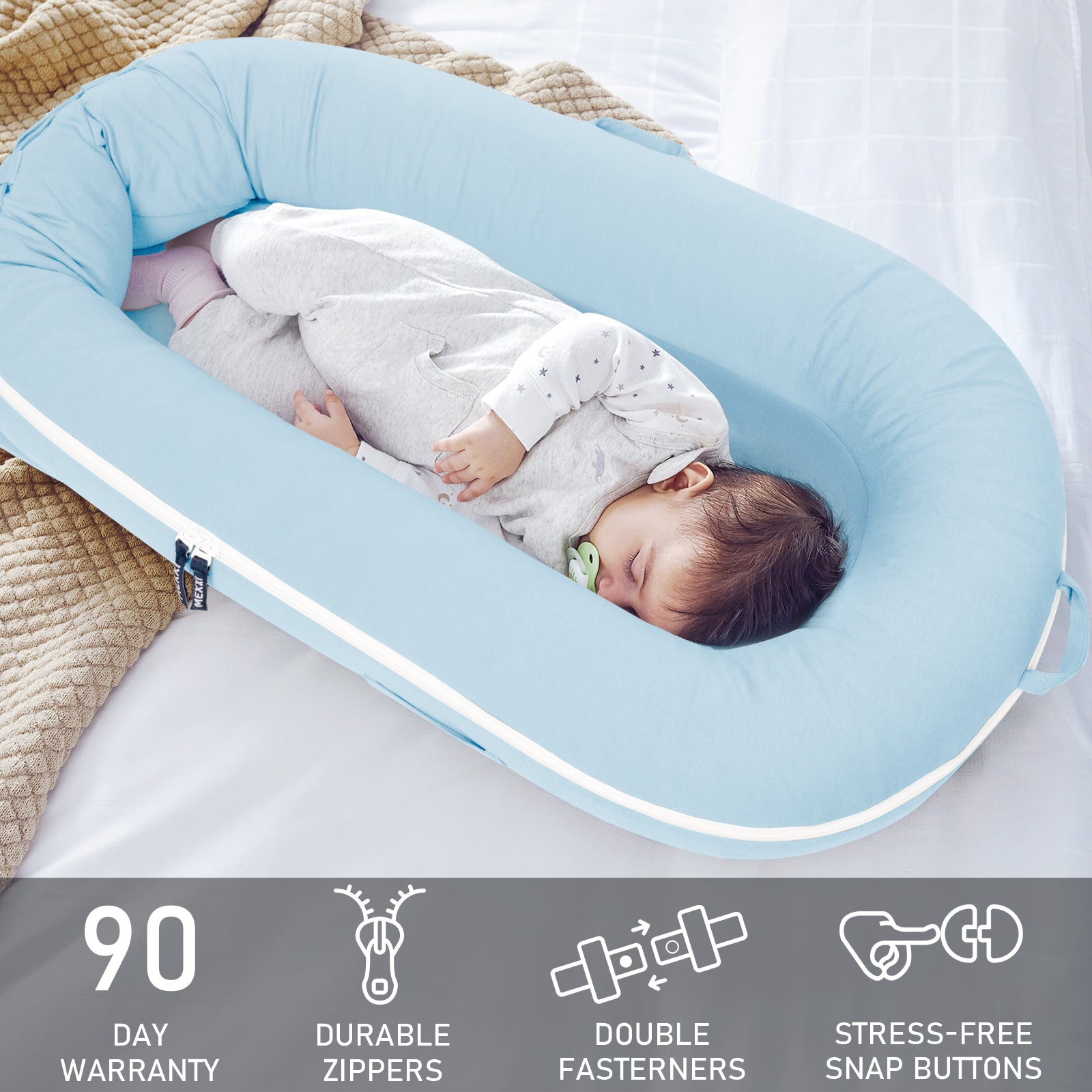 Organic Cotton Cover for Dockatot Lounger ( Powder Blue)