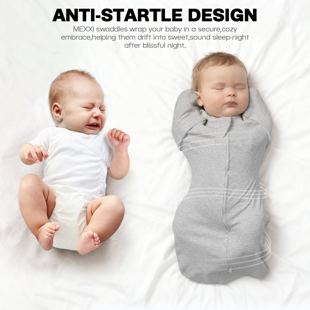 Organic Cotton Swaddle Bag (Pack of 2) in Black+Grey, 0.5 TOG
