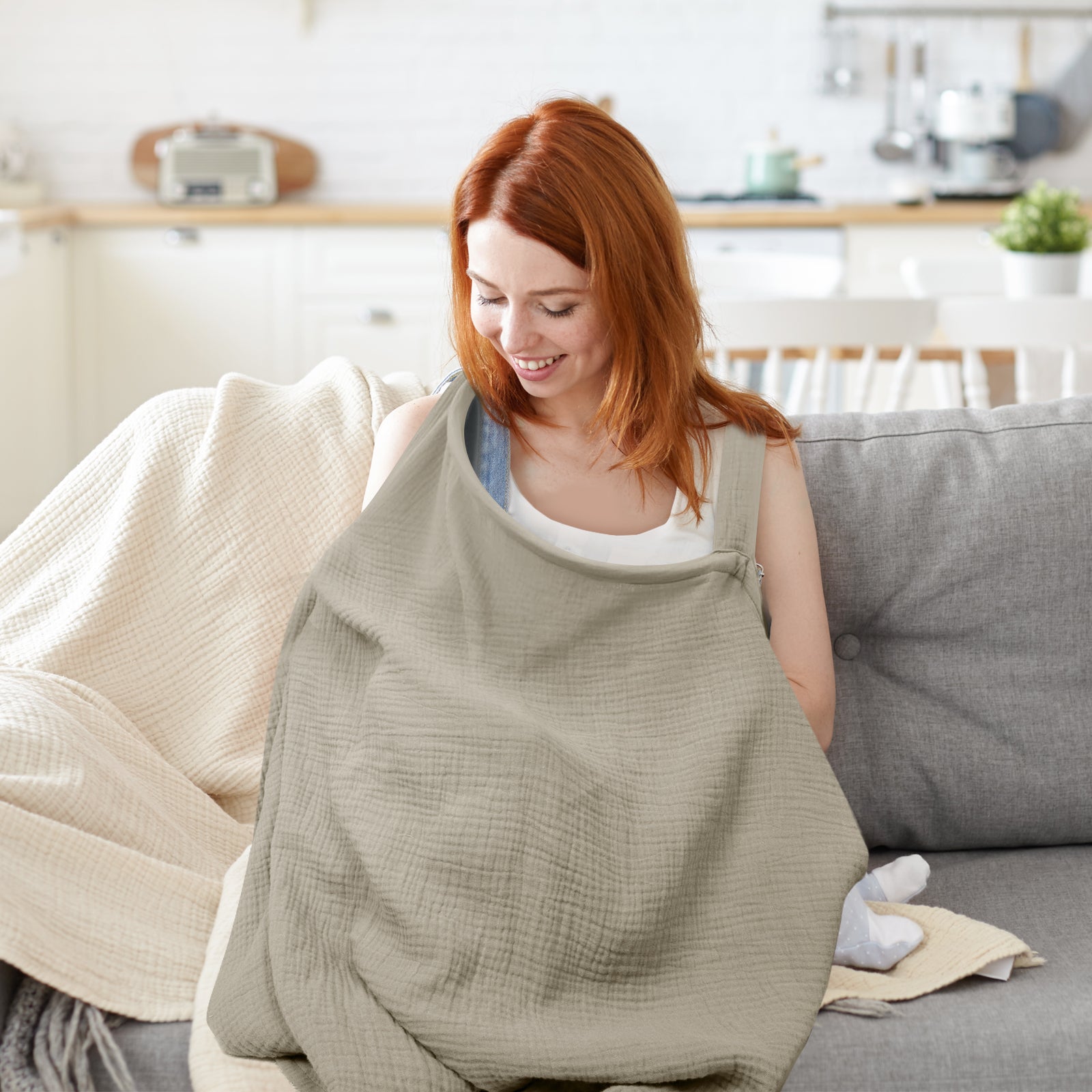 Muslin Nursing Cover in Khaki