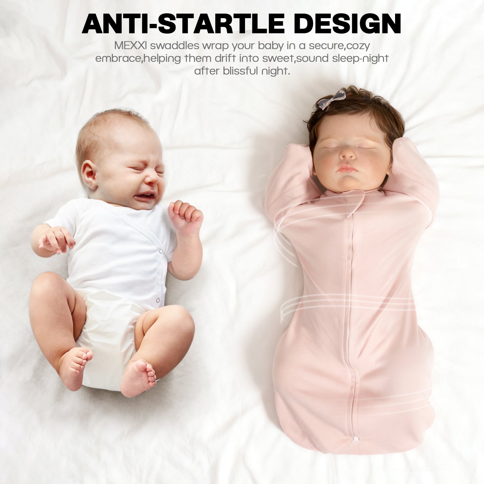 Organic Cotton Swaddle Bag (Pack of 2) in Mint+Blush, 0.5 TOG