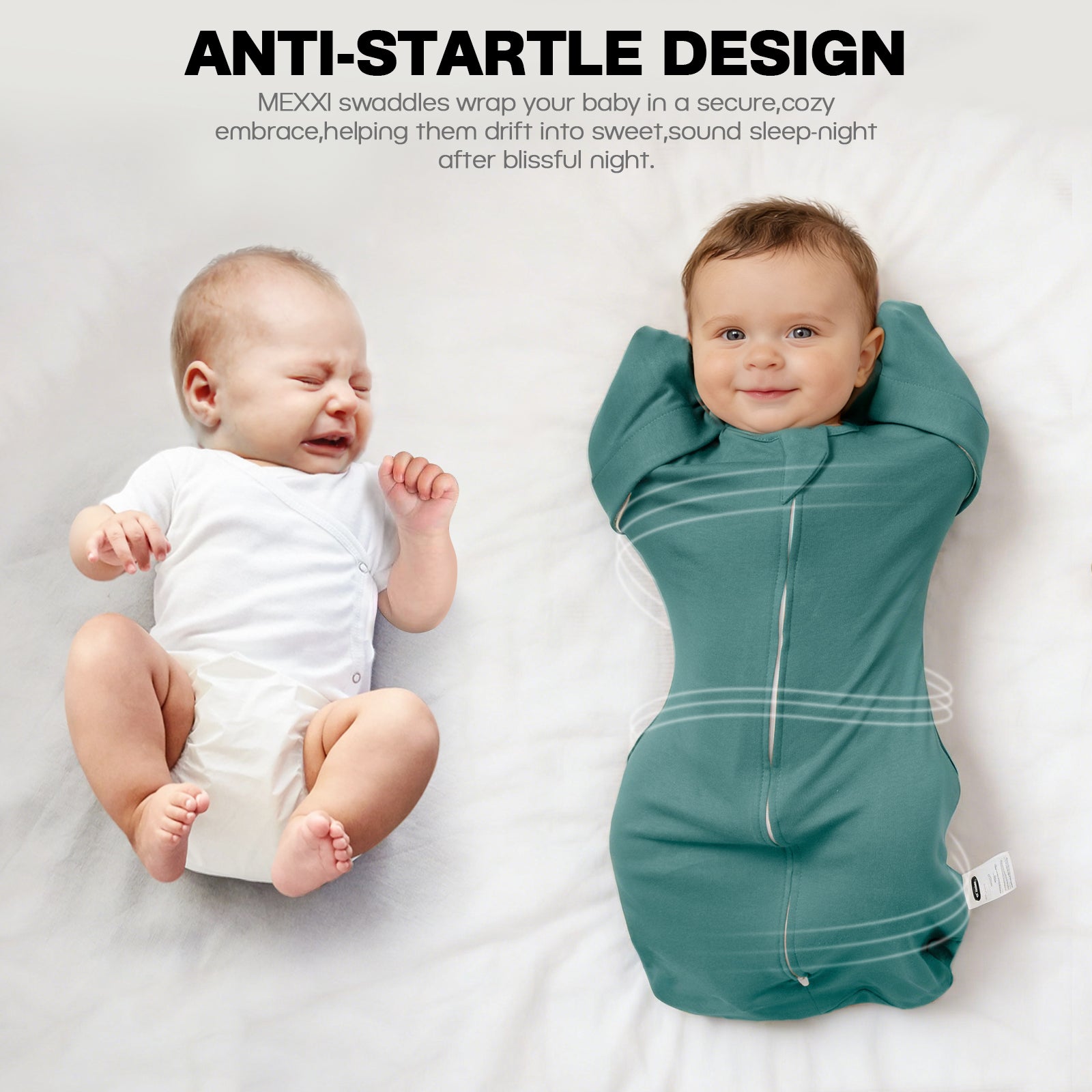 Organic Cotton Swaddle Bag (Pack of 2) in Brown+Sage Green, 0.5 TOG
