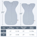 Organic Cotton Swaddle Bag (Pack of 2) in Alice Blue+Pistachio Green, 0.5 TOG