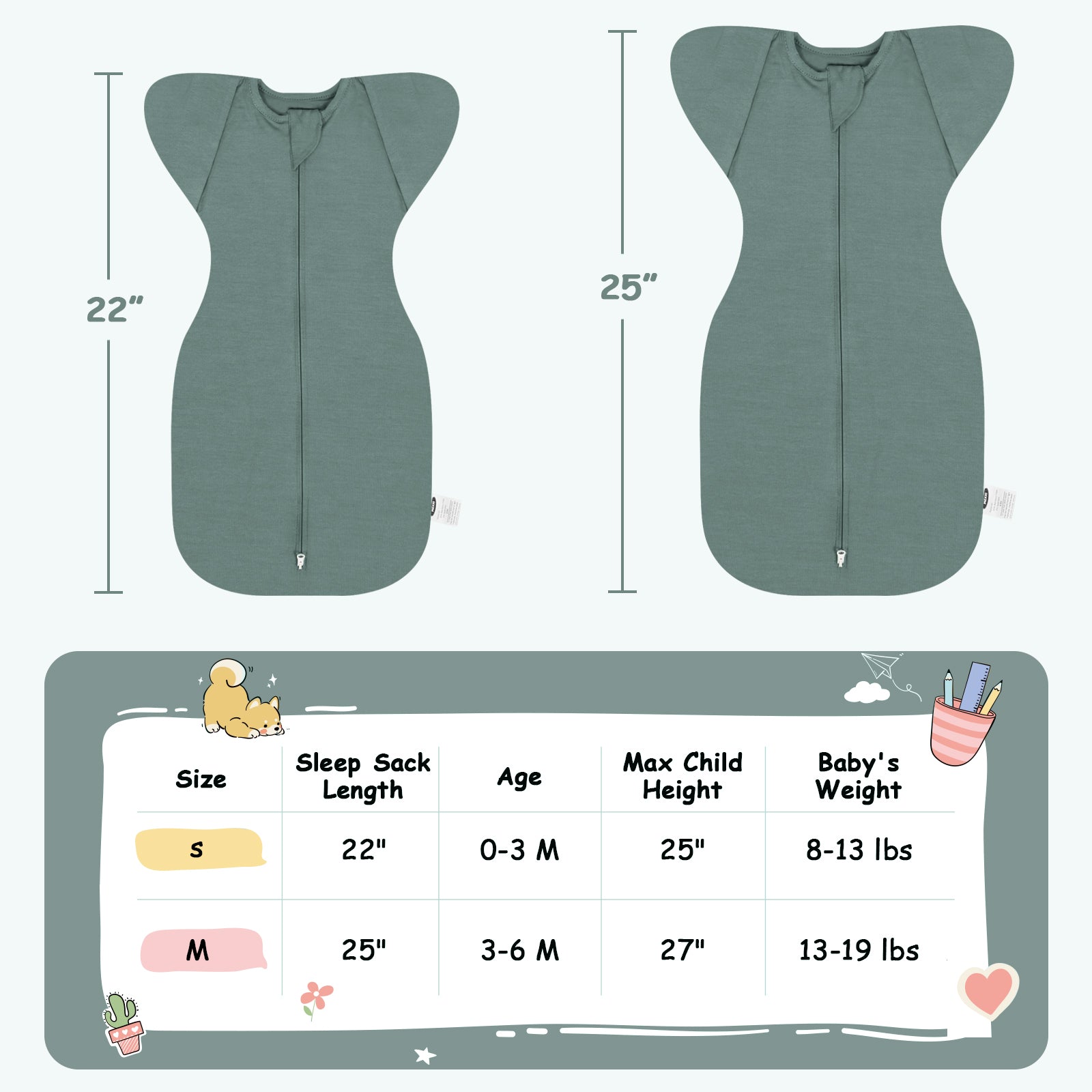 Bamboo Swaddle Bag in Graphite Grey+Hunter Green, 0.5 TOG