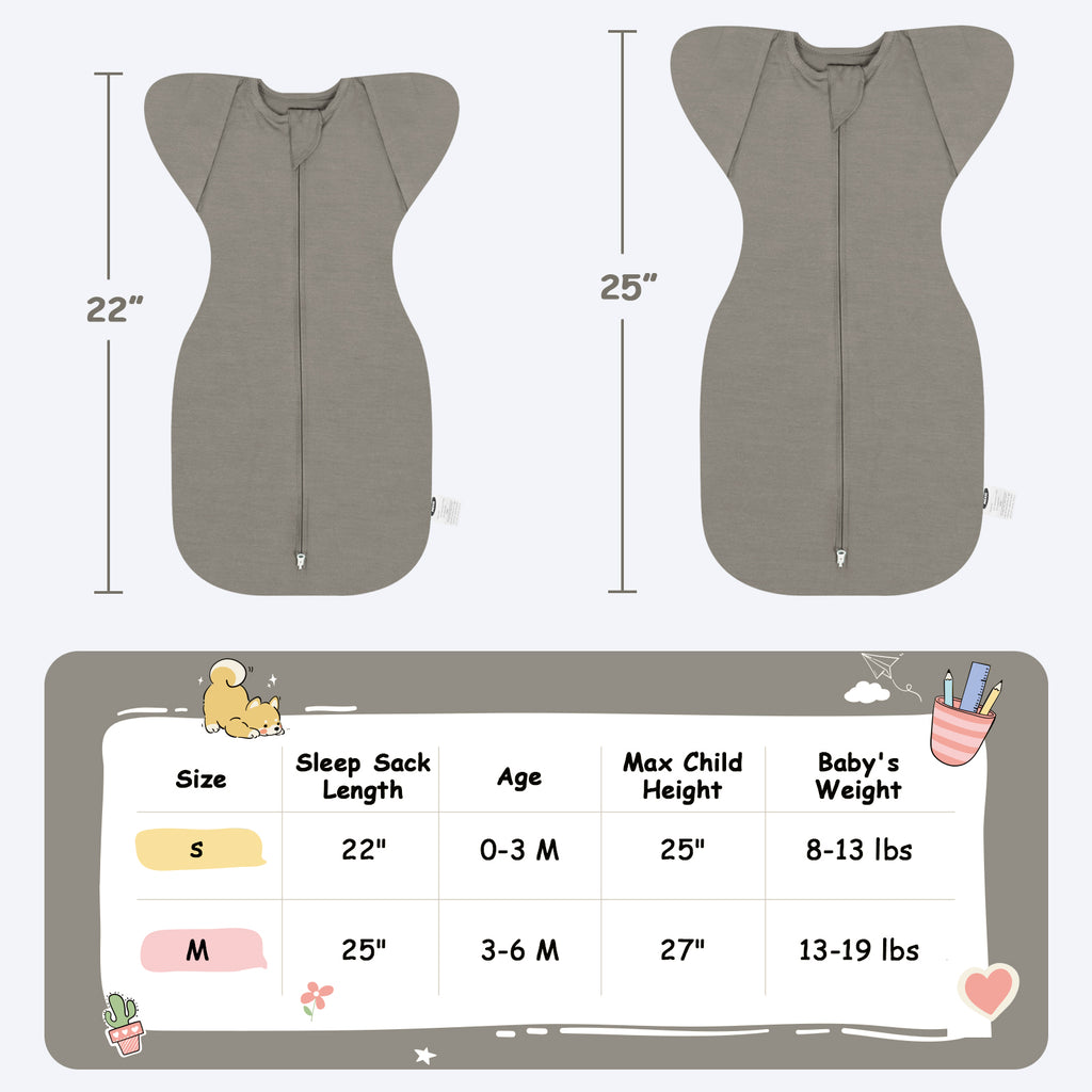 Bamboo Swaddle Bag in Dark Grey+Oat, 0.5 TOG