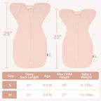 Organic Cotton Swaddle Bag (Pack of 2) in Mint+Blush, 0.5 TOG