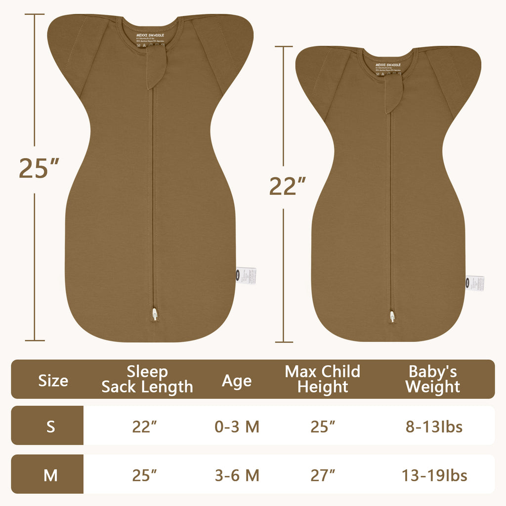 Organic Cotton Swaddle Bag (Pack of 2) in Sepia Brown+Almond, 0.5 TOG