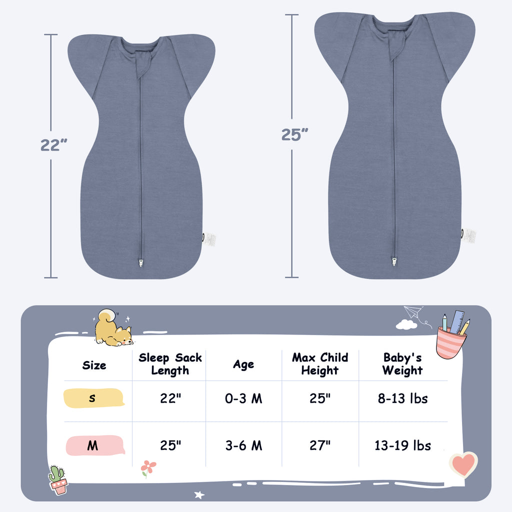 Bamboo Swaddle Bag in Pigeon Blue+Baby Blue, 0.5 TOG