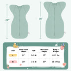 Bamboo Swaddle Bag in Sage Green+Beige, 0.5 TOG
