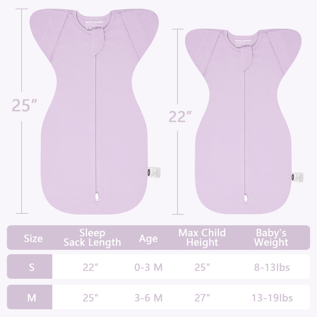 Organic Cotton Swaddle Bag (Pack of 2) in Lavender+White, 0.5 TOG