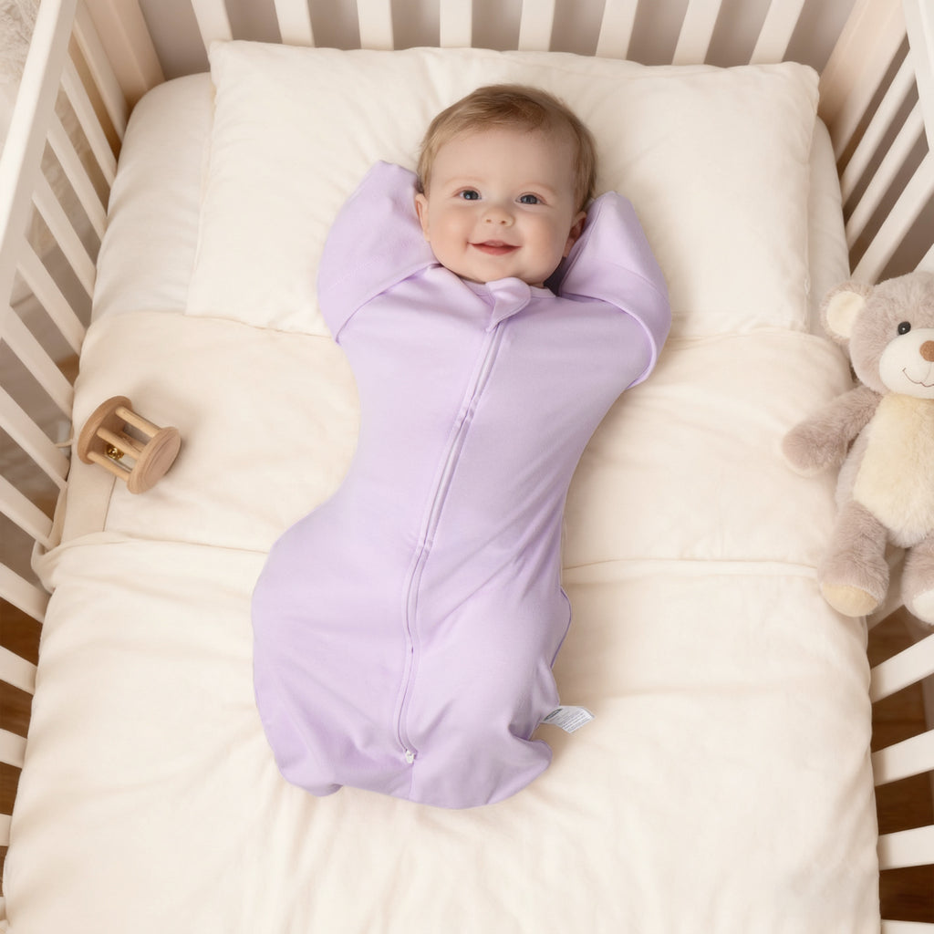 Organic Cotton Swaddle Bag (Pack of 2) in Lavender+White, 0.5 TOG