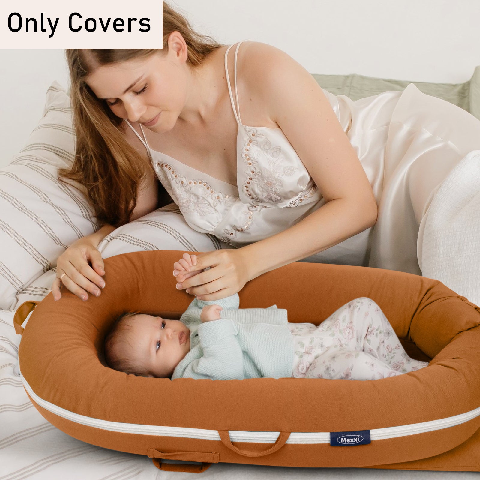 Organic Cotton Cover for Dockatot Lounger, Waterproof (Brown)