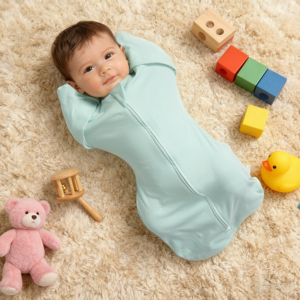 Organic Cotton Swaddle Bag (Pack of 2) in Mint+Blush, 0.5 TOG