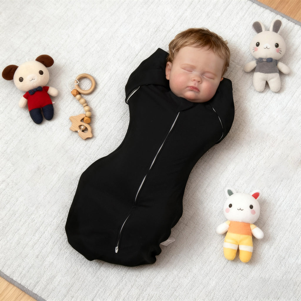 Organic Cotton Swaddle Bag (Pack of 2) in Black+Grey, 0.5 TOG