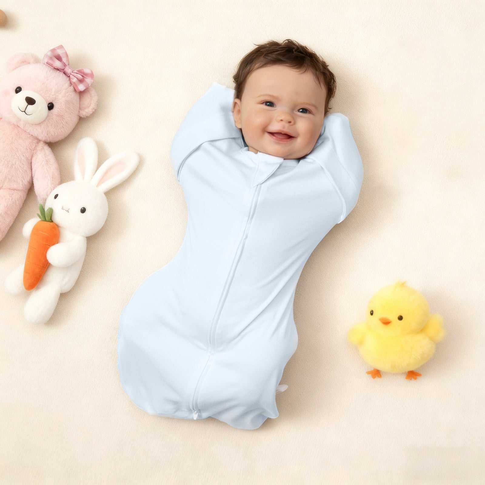 Organic Cotton Swaddle Bag (Pack of 2) in Baby Blue+Blush Pink, 0.5 TOG