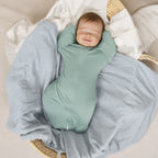 Bamboo Swaddle Bag in Sage Green+Beige, 0.5 TOG